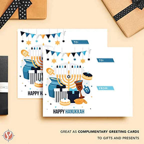 Happy Hanukkah Greeting Cards, To and From Chanukah 4.25 x 5.5” | 25 per Pack FoldCard