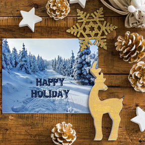 Happy Holiday Trees and Snow Cards & Envelopes - 25 Cards & 25 Envelopes per Pack (HAPPY HOLIDAY SNOW) FoldCard