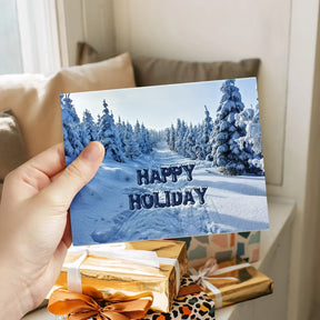 Happy Holiday Trees and Snow Cards & Envelopes - 25 Cards & 25 Envelopes per Pack (HAPPY HOLIDAY SNOW) FoldCard