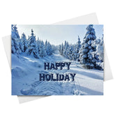 Happy Holiday Trees and Snow Cards & Envelopes - 25 Cards & 25 Envelopes per Pack (HAPPY HOLIDAY SNOW) FoldCard