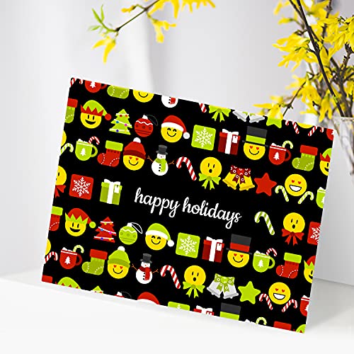 Happy Holidays Greeting Cards – Red & Green, Set of 25 FoldCard