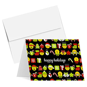 Happy Holidays Greeting Cards – Red & Green, Set of 25 FoldCard