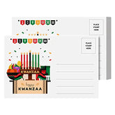 Happy Kwanzaa Postcards, Blank Greetings, Invitations, Complimentary Cards for Gifts & Presents | 80lb Cover (216gsm) | 4 x 6” | 25 per Pack FoldCard