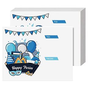 Happy Purim Greeting Cards, 80lb Cover (216gsm) - 4.25 x 5.5” - 25 per Pack FoldCard