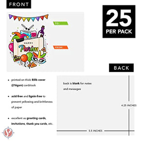 Happy Purim Greeting Cards, 80lb Cover (216gsm) - 4.25 x 5.5” - 25 per Pack FoldCard