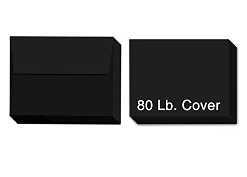 Heavyweight Blank Black Note Cards and Envelopes (Unfolded) | 25 Cards and Envelopes Per Pack | 4 1/4” x 5 1/2” Inches (A2) FoldCard