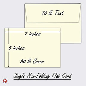 Heavyweight Blank Cream/Natural/Off White Note Cards and Envelopes | 5” x 7” Inches | 50 Cards and Envelopes | Not a Fold Over Card FoldCard