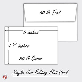 Heavyweight Blank White Flat Cards and Envelopes 4 1/2” X 6” Inches - A6 | 50 Sets Per Pack | Not a Fold Over Card FoldCard