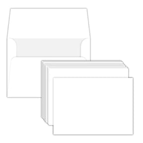 Heavyweight Blank White Flat Cards and Envelopes 4 1/2” X 6” Inches - A6 | 50 Sets Per Pack | Not a Fold Over Card FoldCard