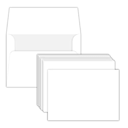 Heavyweight Blank White Flat Cards and Envelopes 4 1/2” X 6” Inches - A6 | 50 Sets Per Pack | Not a Fold Over Card FoldCard