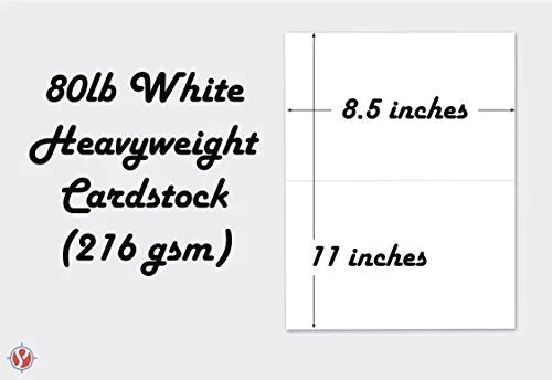 Heavyweight Blank White Half Fold Greeting Cards 5.5 x 8.5” Inches | 50 Cards Per Pack FoldCard