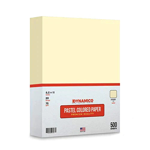 Ivory 8.5 x 11" Pastel Light Color Regular Paper, Colored Lightweight Papers | 1 Ream of 500 Sheets FoldCard
