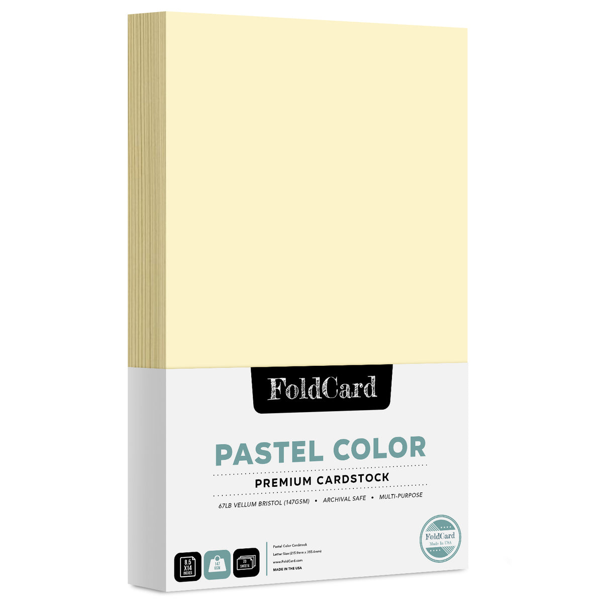 Premium Quality Pastel  Color Cardstock: 8.5 x 14 - 50 Sheets of 67lb Cover Weight