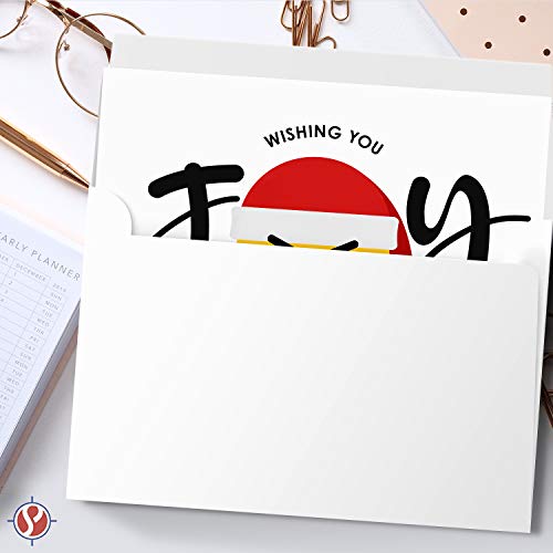 Joy Emoji Greeting Cards, Joyful Thank You Christmas, 4.25 x 5.5 (A2 Size) - 25 Cards and 25 Envelopes FoldCard