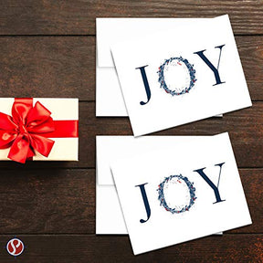 Joy Greeting Cards,  4.25 x 5.5 (A2 Size)  25 Cards and 25 Envelopes. FoldCard