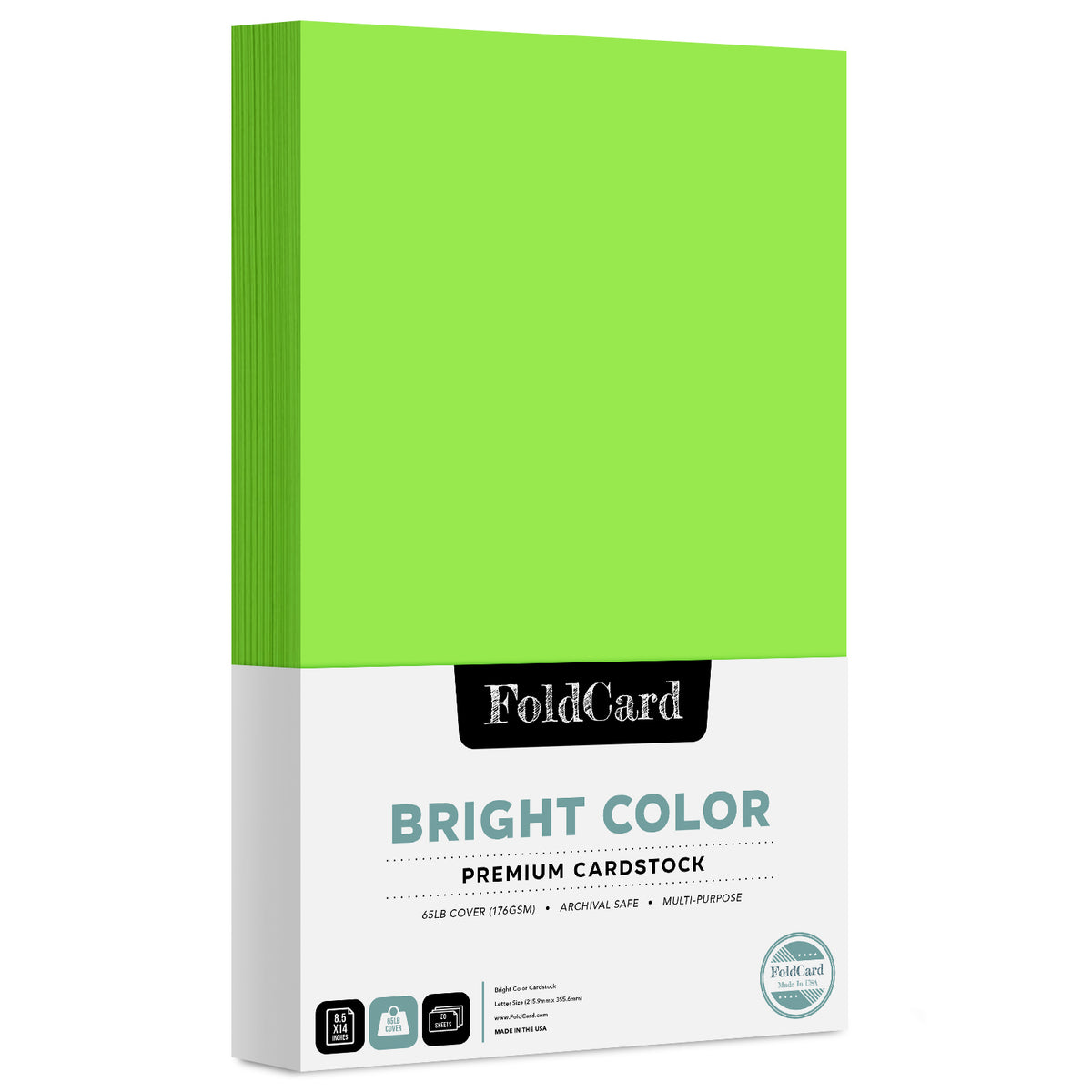 Premium Quality Bright Color Cardstock: 8.5 x 14 - 50 Sheets of 65lb Cover Weight