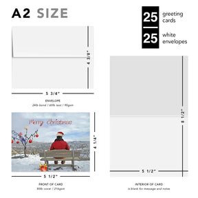Merry Christmas Snow Cards & Envelopes - 25 Cards & 25 Envelopes per Pack (MERRY CHRISTMAS) FoldCard