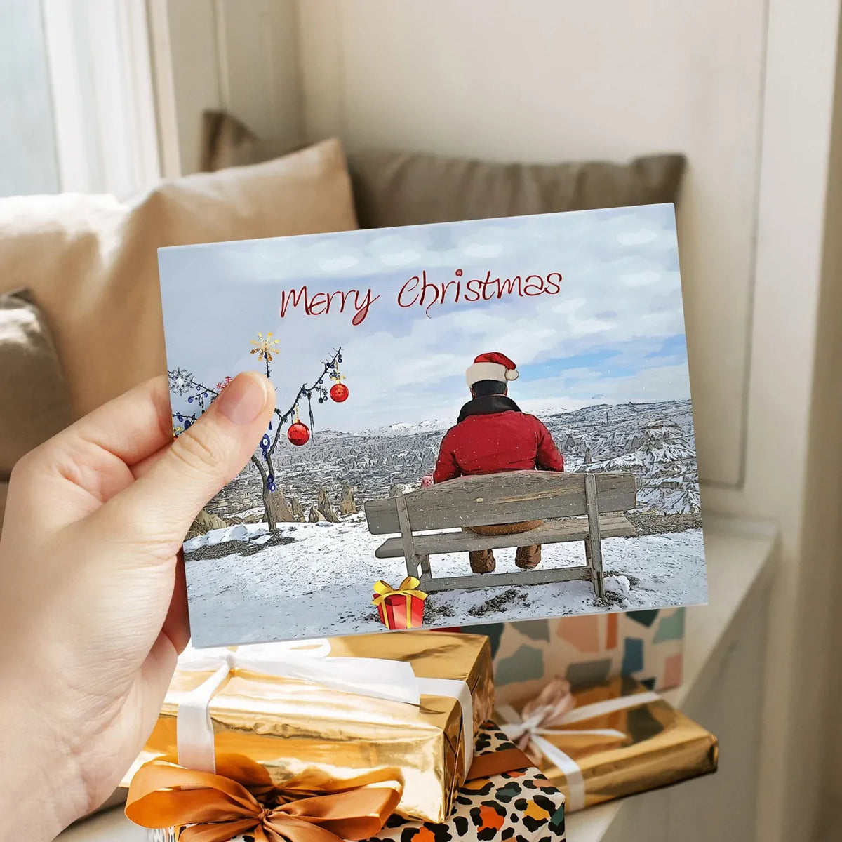 Merry Christmas Snow Cards & Envelopes - 25 Cards & 25 Envelopes per Pack (MERRY CHRISTMAS) FoldCard