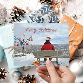 Merry Christmas Snow Cards & Envelopes - 25 Cards & 25 Envelopes per Pack (MERRY CHRISTMAS) FoldCard