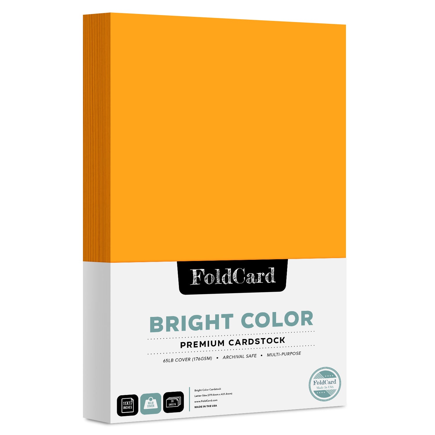 Cartulina de colores brillantes de primera calidad: 11 x 17 - 50 hojas de 65 libras Peso de cubierta