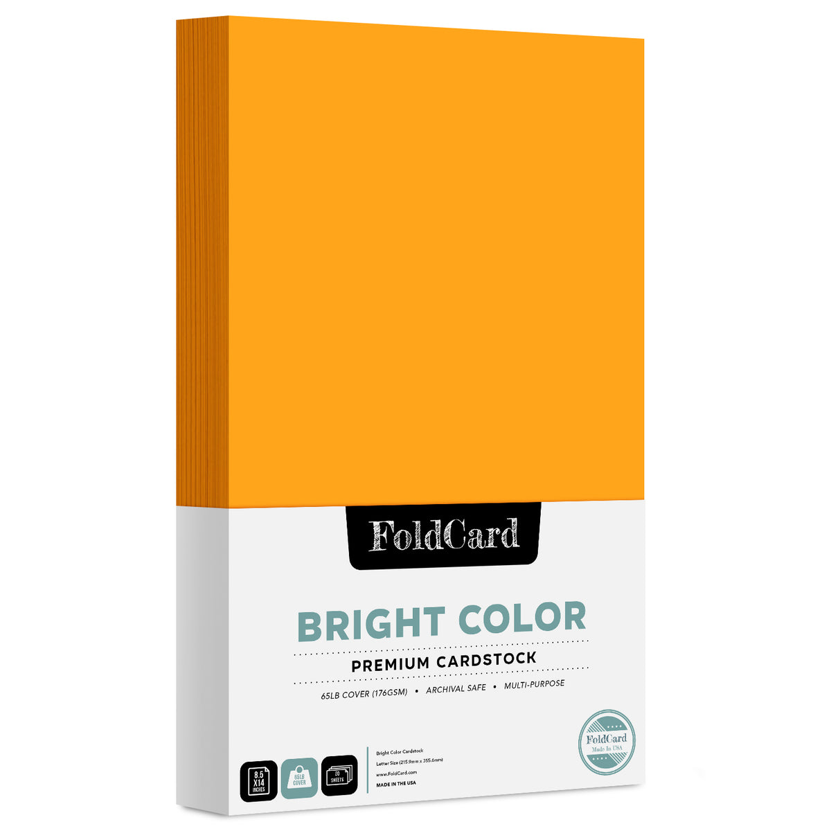 Premium Quality Bright Color Cardstock: 8.5 x 14 - 50 Sheets of 65lb Cover Weight