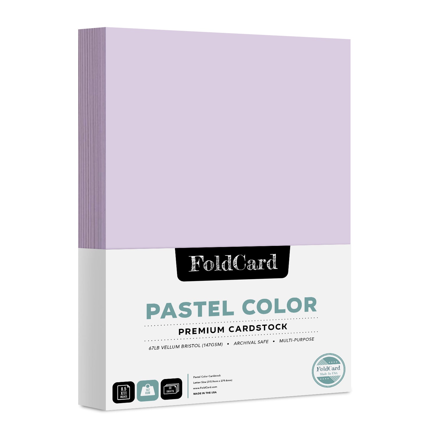 Cartulina de color pastel de primera calidad: 8.5 x 11 - 50 hojas de 67 lb Peso de la cubierta
