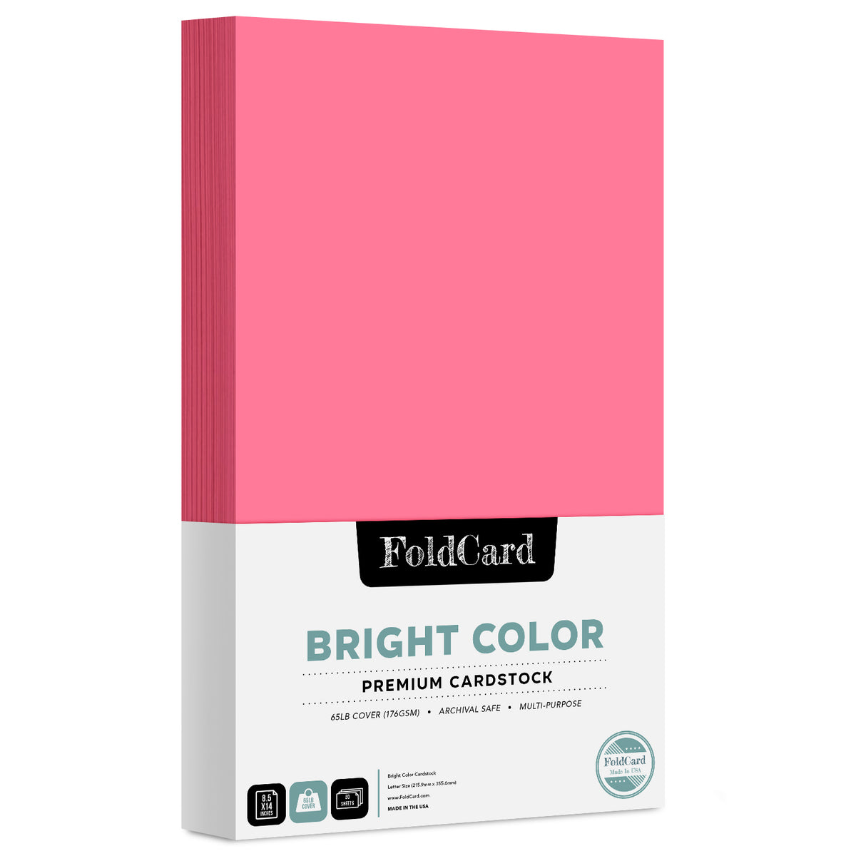 Premium Quality Bright Color Cardstock: 8.5 x 14 - 50 Sheets of 65lb Cover Weight