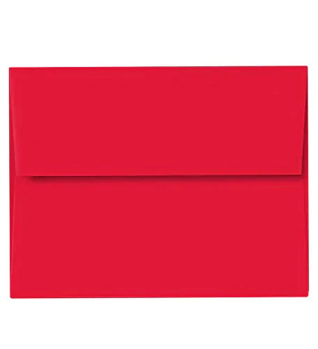 Red Blank 4 x 5.5 Greeting Cards with Red A2 Envelopes - 25 Cards & Envelopes FoldCard