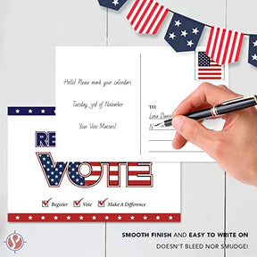 Register to Vote – Blank Patriotic Voting Post Cards for USA Election Campaign - Bulk Set of 50 Postcards FoldCard