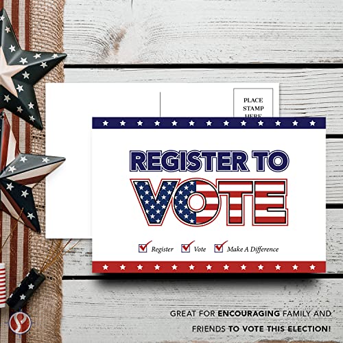 Register to Vote – Blank Patriotic Voting Post Cards for USA Election Campaign - Bulk Set of 50 Postcards FoldCard