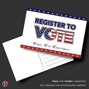 Register to Vote – Blank Patriotic Voting Post Cards for USA Election Campaign - Bulk Set of 50 Postcards FoldCard