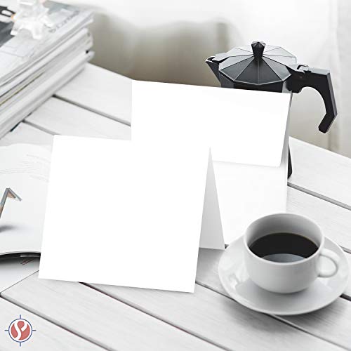Square Greeting Cards Set - White Blank Half Fold Cards with Envelopes – Great for Greetings, Thank You and Invitation Cards | 5.25 x 5.25 Inch Card Stock W/ 5.5 x 5.5 Envelopes | 25 Sets per Pack FoldCard
