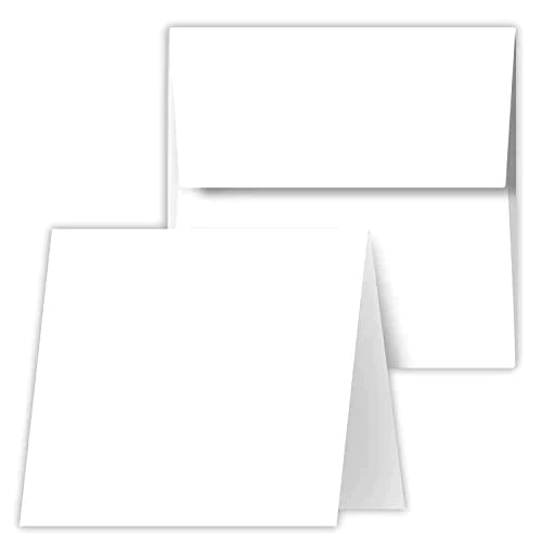 Square Greeting Cards Set - White Blank Half Fold Cards with Envelopes – Great for Greetings, Thank You and Invitation Cards | 5.25 x 5.25 Inch Card Stock W/ 5.5 x 5.5 Envelopes | 25 Sets per Pack FoldCard