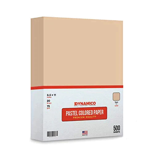 Tan 8.5 x 11" Pastel Light Color Regular Paper, Colored Lightweight Papers | 1 Ream of 500 Sheets FoldCard