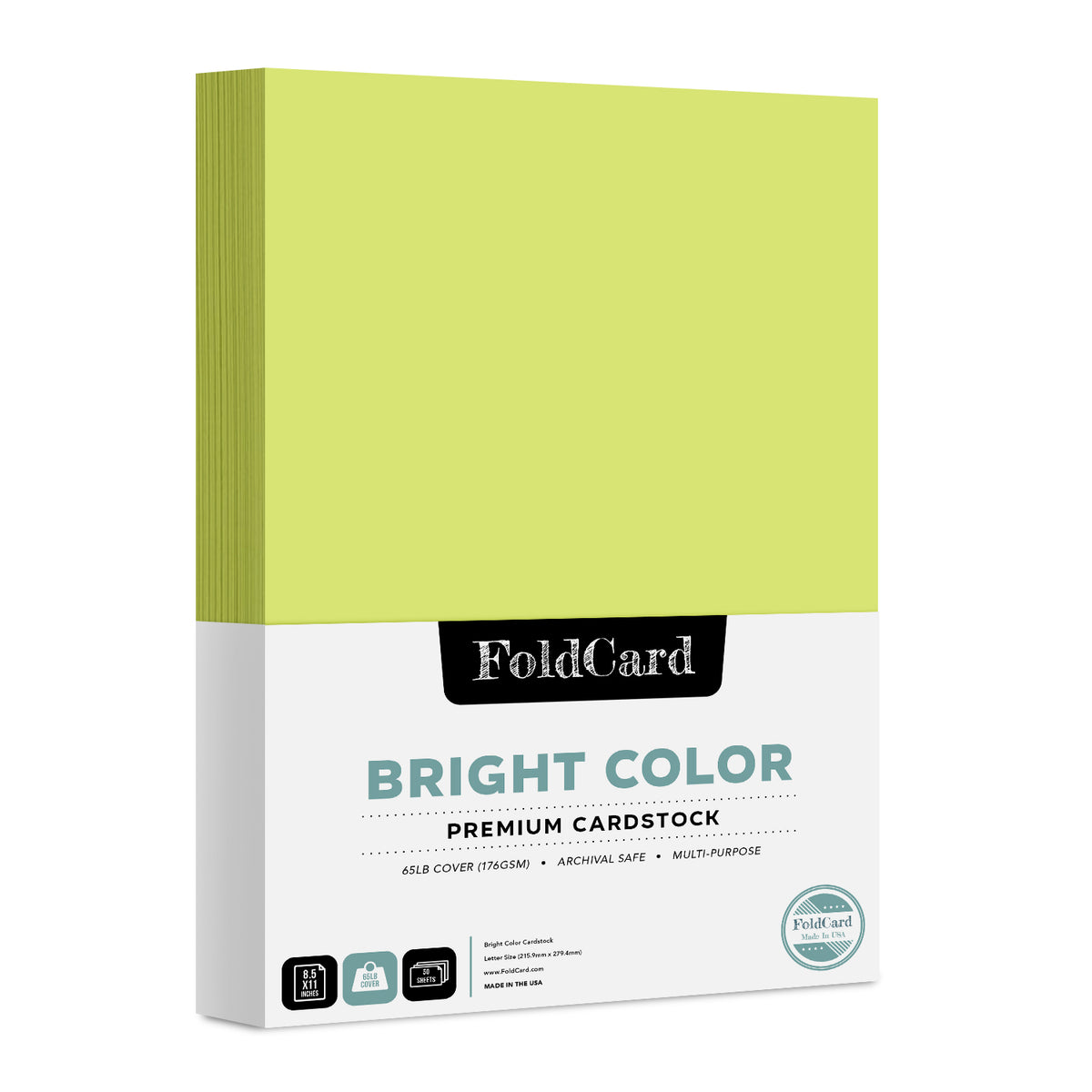 Premium Quality Bright Color Cardstock: 8.5 x 11 - 50 Sheets of 65lb Cover Weight