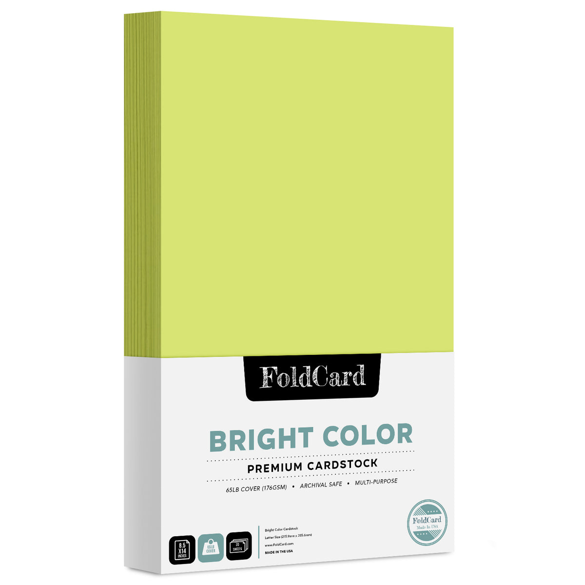 Premium Quality Bright Color Cardstock: 8.5 x 14 - 50 Sheets of 65lb Cover Weight