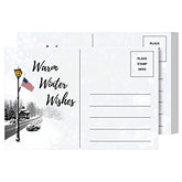 Warm Winter Wishes Postcards, Patriotic American 4 x 6" Postcards, 80lb Cardstock | 50 Count Per Pack FoldCard