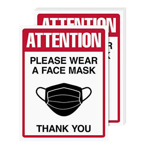 Wear A Face Mask Sign Bulk, Weather Proof, Water and Tear Resistant – Health Safety Signage for Homes, Schools, Offices, Business | 8.5 x 11 Inches | 5 Per Pack (Laminated) FoldCard