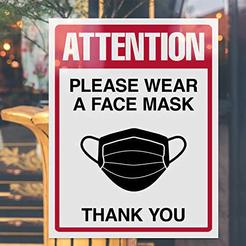 Wear Face Mask Sign Bulk, Safety Attention Signage for Homes, Hospitals, Nursing Homes, Schools, Offices, Business | 8.5 x 11 Inches | 5 Per Pack (Card Stock) FoldCard