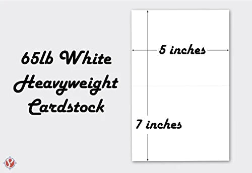 White Folding Greeting Cards - 5” x 7” When Folded in Half - 50 Sheets Per Pack FoldCard