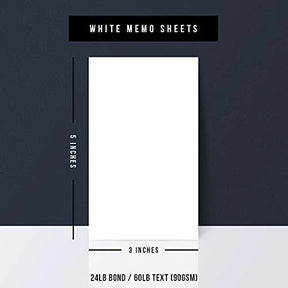 White Memo Sheets Paper – Perfect for Quick Notes, To-Do Lists and Reminders for School, Office and Business | 3 x 5 Inches | 24lb Bond / 60lb Text (90gsm) Paper | 250 Sheets per Pack FoldCard