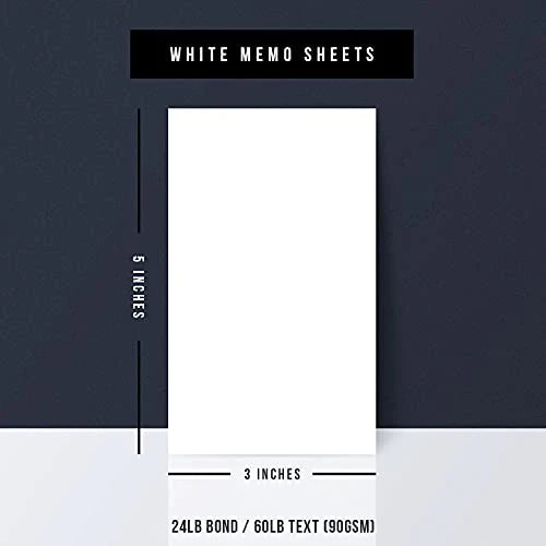 White Memo Sheets Paper – Perfect for Quick Notes, To-Do Lists and Reminders for School, Office and Business | 3 x 5 Inches | 24lb Bond / 60lb Text (90gsm) Paper | 250 Sheets per Pack FoldCard