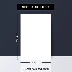 White Memo Sheets Paper – Perfect for Quick Notes, To-Do Lists and Reminders for School, Office and Business | 4 x 6 Inches | 24lb Bond / 60lb Text (90gsm) Paper | 250 Sheets per Pack FoldCard