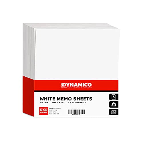 White Memo Sheets Paper – Perfect for Quick Notes, To-Do Lists and Reminders for School, Office and Business | 5 x 5 Inches | 24lb Bond (90gsm) Paper | 250 Sheets per Pack FoldCard