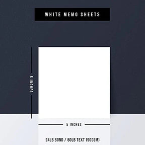 White Memo Sheets Paper – Perfect for Quick Notes, To-Do Lists and Reminders for School, Office and Business | 5 x 5 Inches | 24lb Bond (90gsm) Paper | 250 Sheets per Pack FoldCard