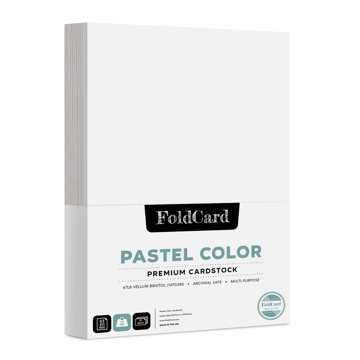 Premium Quality Pastel  Color Cardstock: 8.5 x 11 - 50 Sheets of 67lb Cover Weight