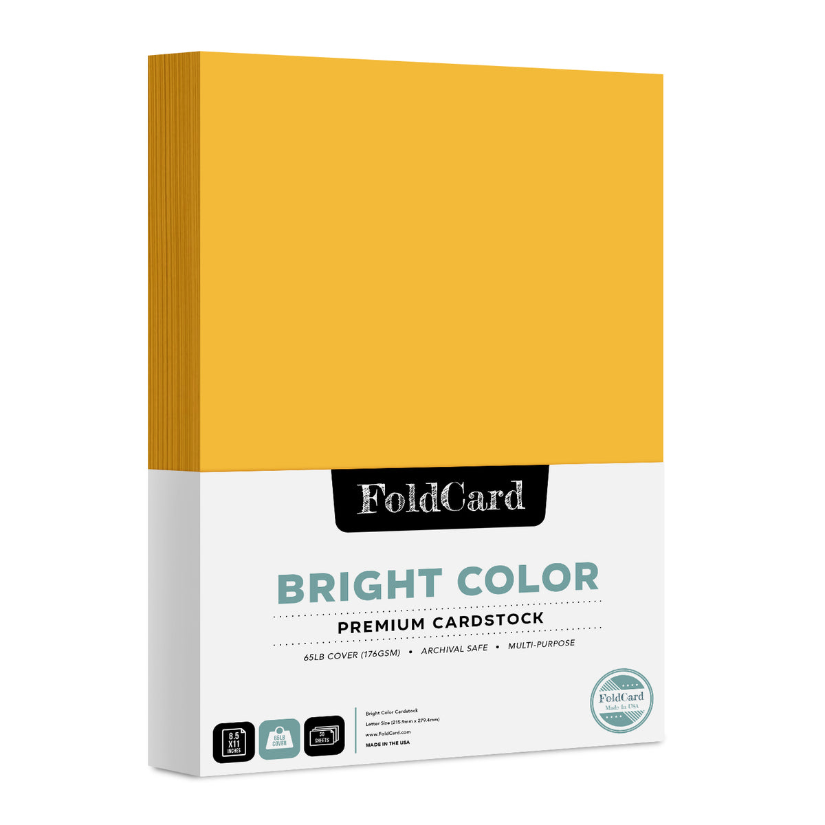 Premium Quality Bright Color Cardstock: 8.5 x 11 - 50 Sheets of 65lb Cover Weight