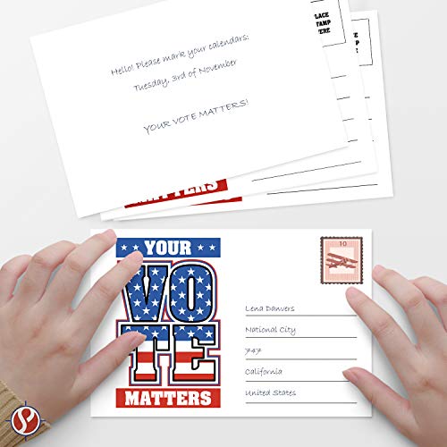 Your Vote Matters – Blank Patriotic Voting Post Cards Mailable, No Envelopes Needed -Flip Side Is Blank -Size 4 x 6 Inches | Bulk Set of 100 Cards Per Pack FoldCard