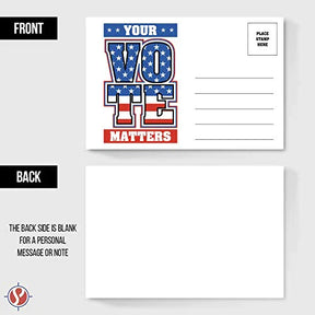 Your Vote Matters – Blank Patriotic Voting Post Cards Mailable, No Envelopes Needed -Flip Side Is Blank -Size 4 x 6 Inches | Bulk Set of 100 Cards Per Pack FoldCard