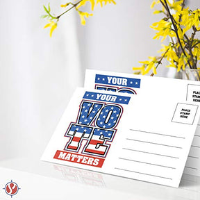 Your Vote Matters – Blank Patriotic Voting Post Cards Mailable, No Envelopes Needed -Flip Side Is Blank -Size 4 x 6 Inches | Bulk Set of 100 Cards Per Pack FoldCard